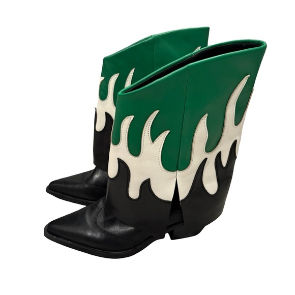 Gianni Bini Conley Flame Leather Western Foldover Boots, Sz 6.5 - Picture 4 of 13